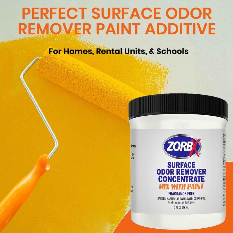 ZORBX 3 Oz Concentrate Surface Odor Remover Paint Additive - Mix 1 Jar in 2 Gallons of Paint for Wall, Ceiling & All Paintable Surface - Helps Remove Odor from Smoke, Mildew, Fire Damage, Cooking, Pet - Image 4